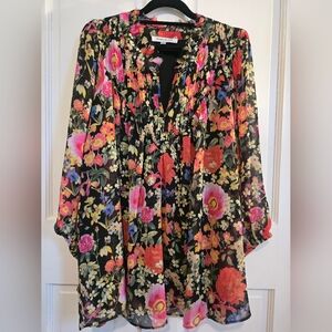 💐Floral Chiffon Blouse - Black and Multicolor